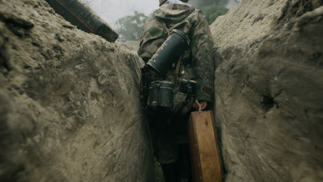wwii soldier in trench
