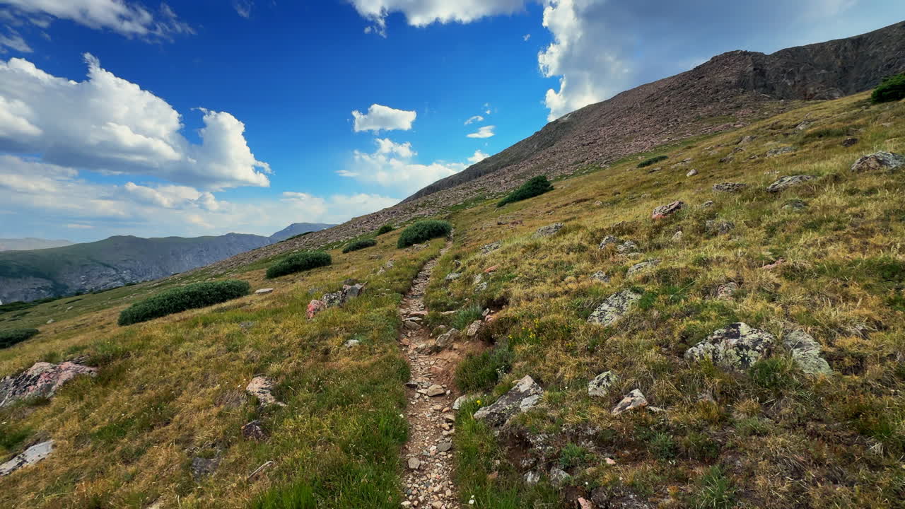 Notch Mountain Shelter Falls Creek Trail Trailhead Tuhare Lakes Lake Constantine spring summer Colorado Mount of the Holy Cross 14er hiking walking Half Moon Pass Rocky Mountains pan left motion