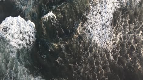 Aerial-view-of-big-waves-at-pacific-ocean-in-El-paredon-Guatemala