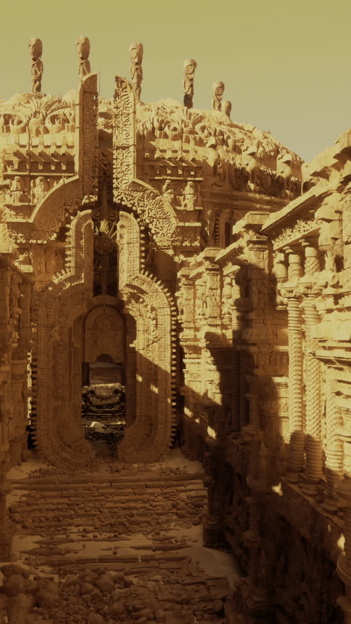 Exploring ancient architecture in a sunlit archaeological site