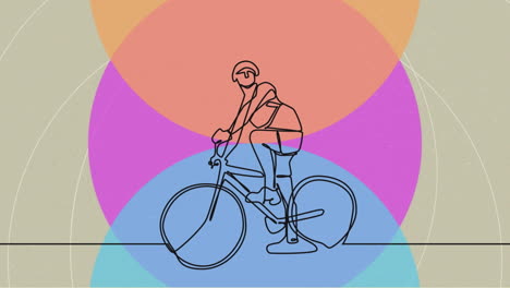 animación de dibujo de una ciclista sobre formas