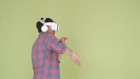 man experiencing virtual reality with vr headset