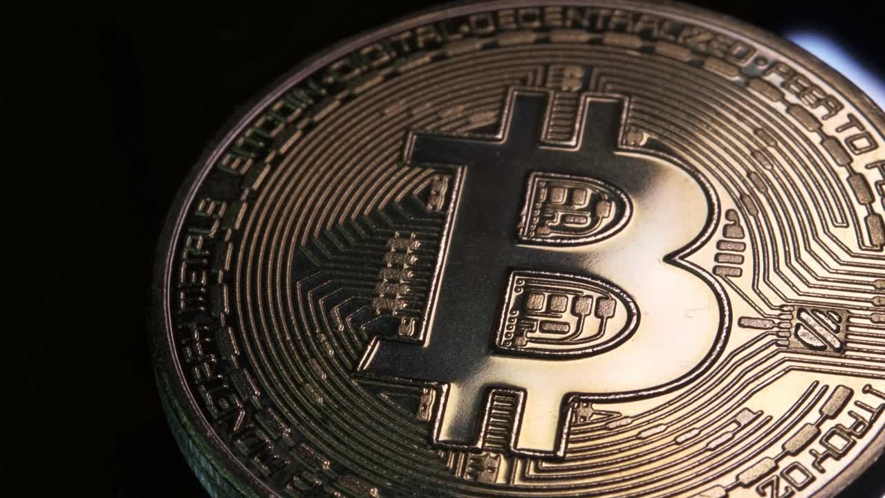 Close-up of a Bitcoin coin