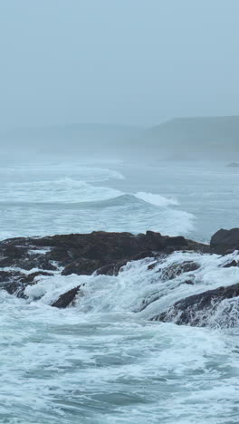 misty coastal scene