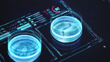 futuristic real-time microbial culture analysis hologram in laboratory