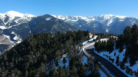 Aerial-views-of-ski-stations,-different-landscapes-and-viewers-in-Andorra-during-the-covid-times