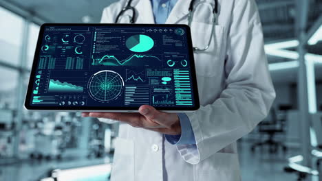doctor using a tablet with medical data