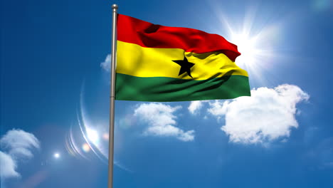 Bandera-Nacional-De-Ghana-Ondeando-En-Un-Asta-De-Bandera-