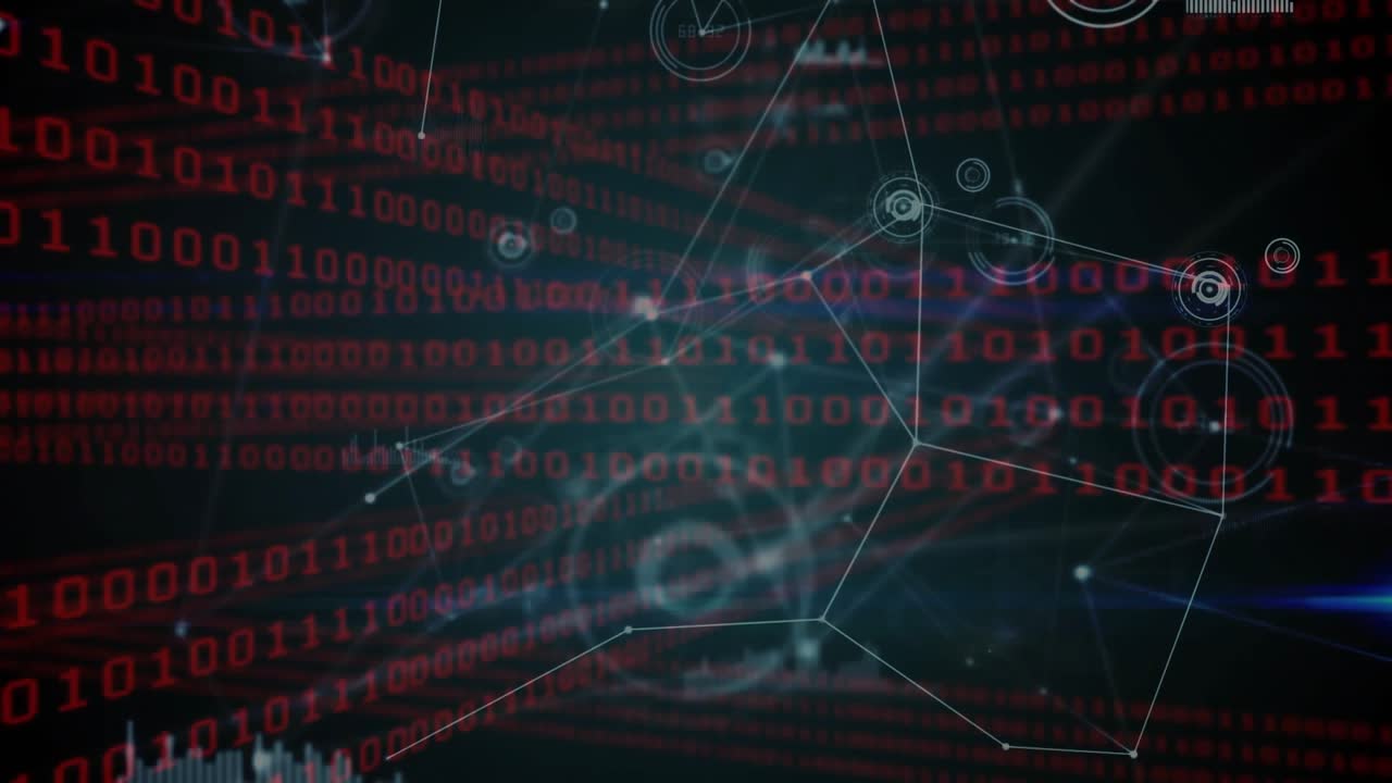 Blue streaks initiating network mesh forming connecting nodes, HUD rings pulsing, showing data flow