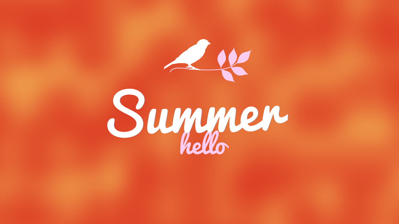 오렌지 그라데이션에 조류와 잎 안녕하세요 여름