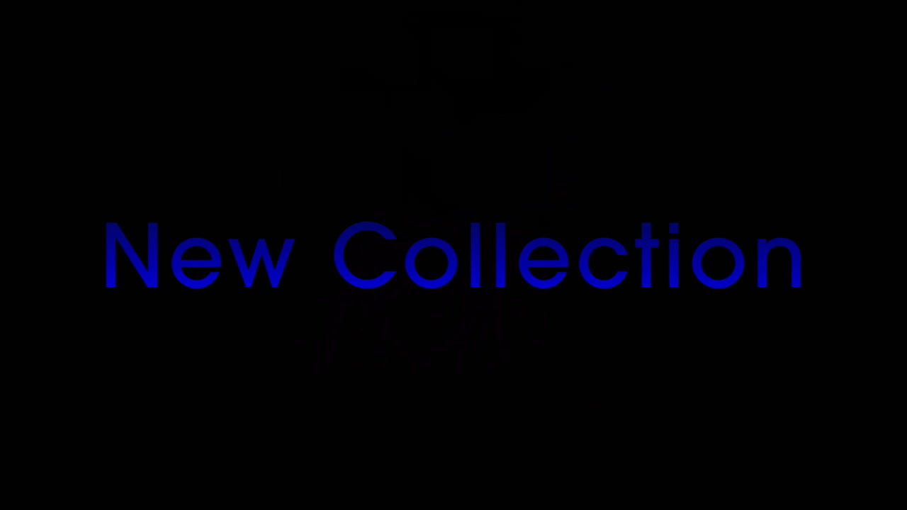 Animation of new collection text over white hexagon grid and black background