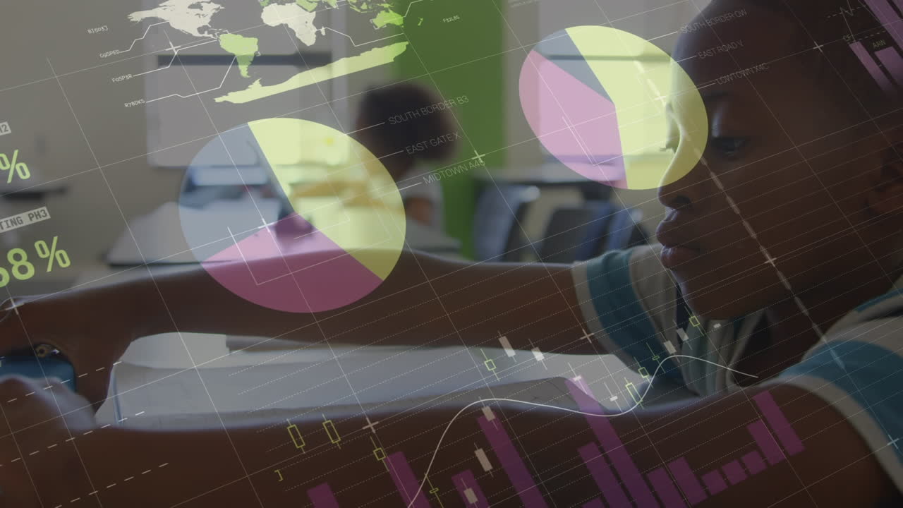 animación del procesamiento de datos sobre el aprendizaje de diversos escolares
