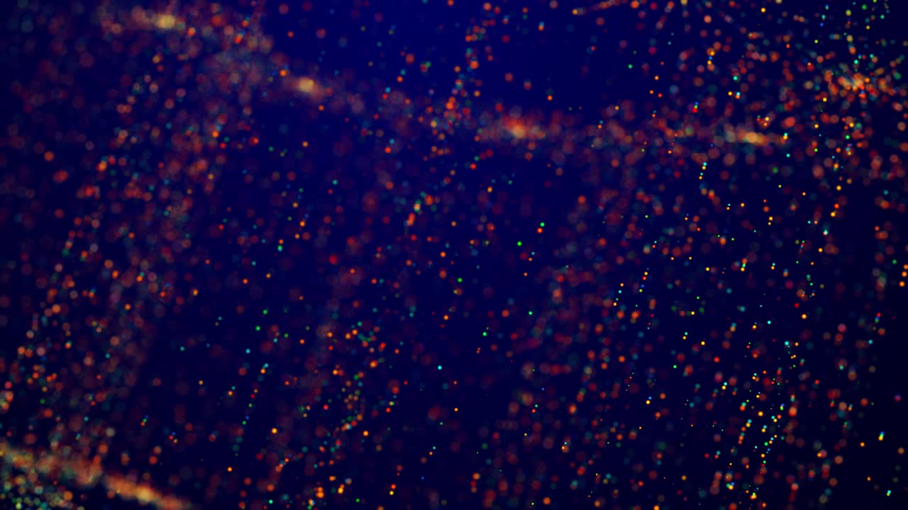 Magical multicolored sparkles of light form abstract simple structure. Multi-colored glow particles float in viscous liquid as fantastic 3d background in 4k. Luma matte as alpha channel.