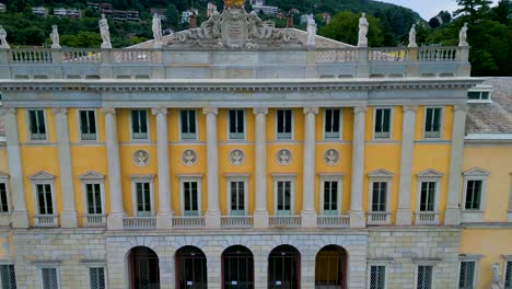 4k aerial drone video of the beautiful neoclassical architecture of villa olmo on lake como, italy