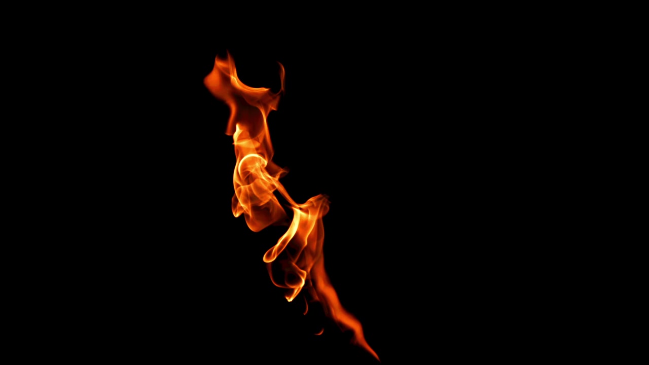 Isolated Fire Flame Burning on Black Background