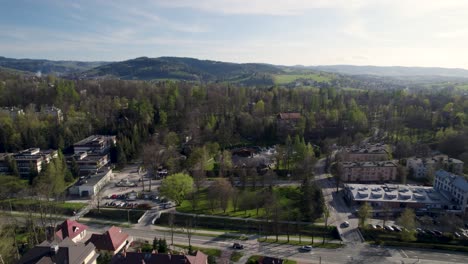 Aerial-Shot-of-Amazing-Outdoor-Concert-Venue-in-City-Park