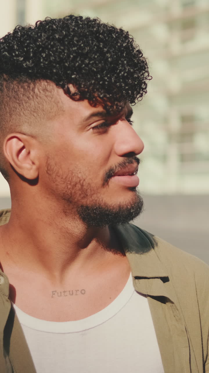 Portrait of a Man with Curly Hair and a Beard