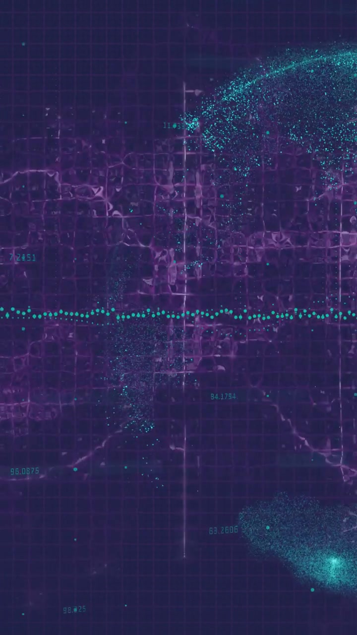Vertical video: Canvas opening, cyan nodes pulsing, purple grid growing, dome forming, mapping data