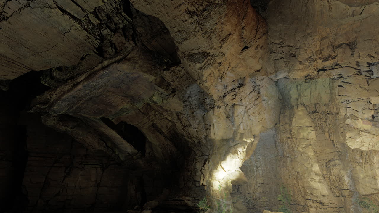 Captivating cave interior showcasing natural rock formations and light
