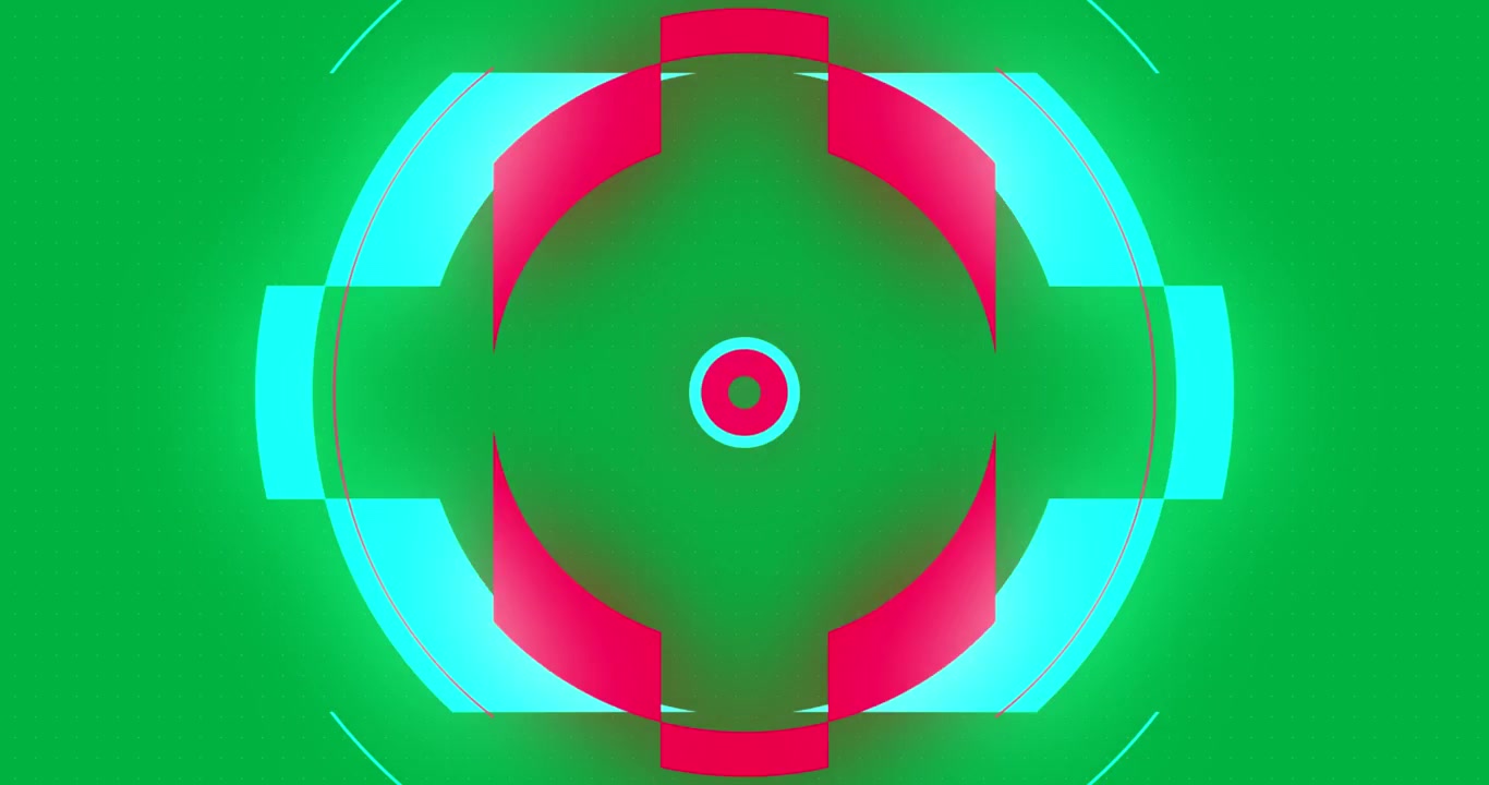 Red and blue kaleidoscope flickering and flashing shapes moving in seamless loop