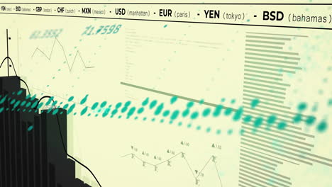 Animation-Von-Finanzdaten-Und-Währungskursen-über-Einer-Person,-Die-Grafiken-Und-Diagramme-Analysiert