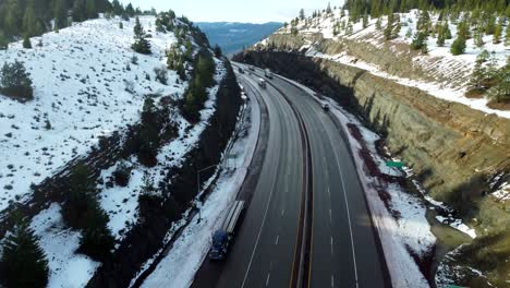 usa, ca, ashland, siskiyou pass, 2024-12-27 - drone view of the siskiyou pass on i-5 at sunrise during the winter