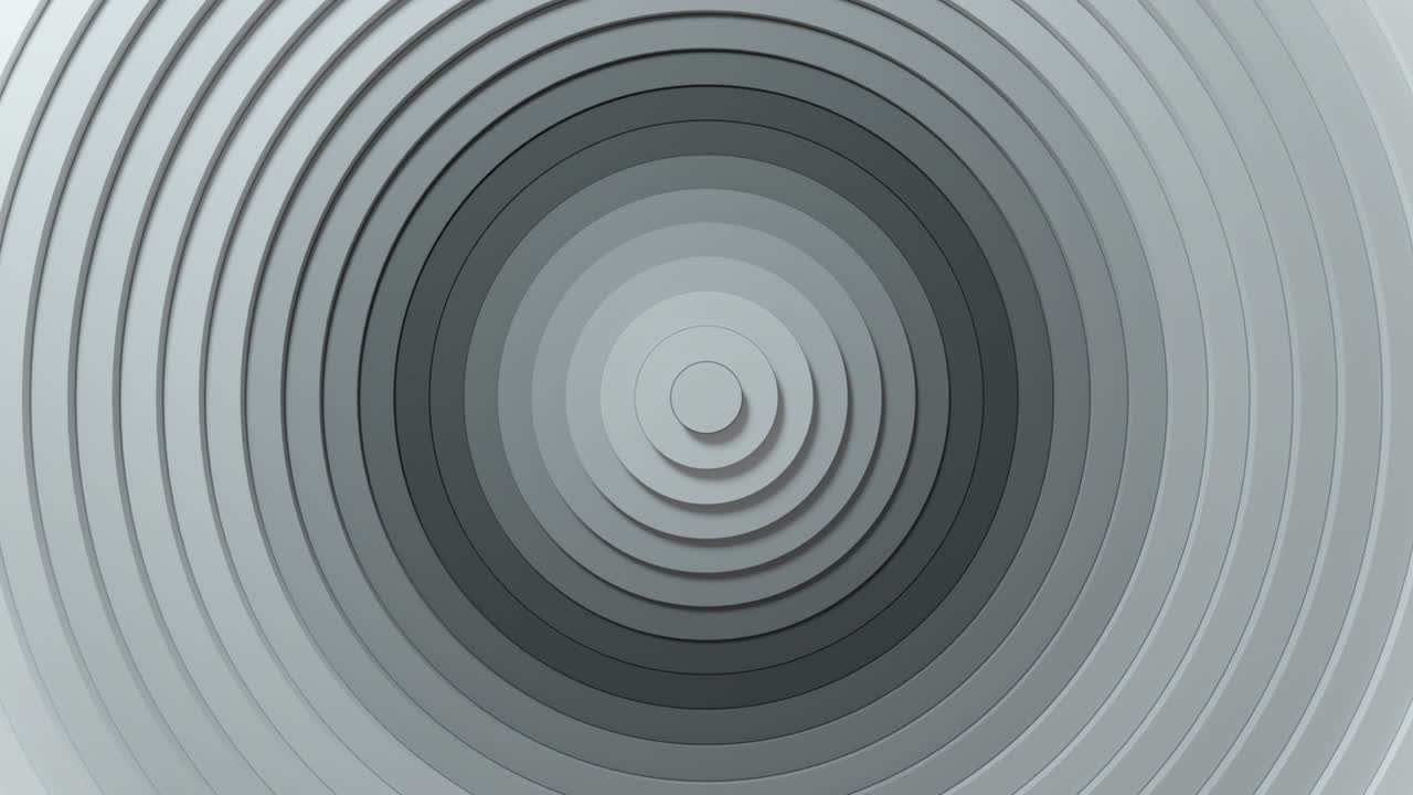 patrón de círculos abstractos con efecto de compensación y gradiente blanco y negro suave. animación de anillos limpios claros y oscuros. fondo abstracto para presentación de negocios. bucle sin costuras 4k 3d render