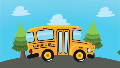back to school bus and trees animation