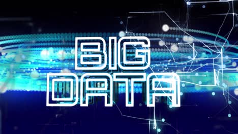 animación de texto de grandes datos sobre puntos en fondo negro