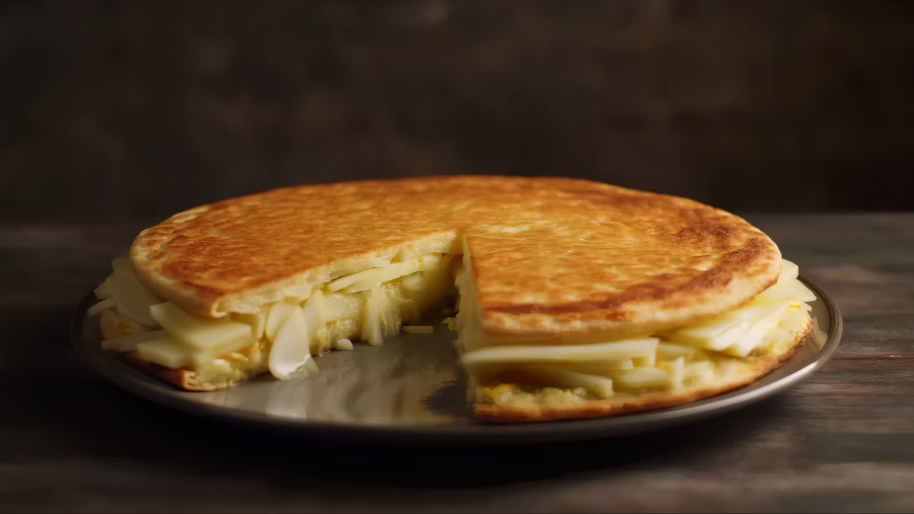 Frittella salata dorata farcita con formaggio fuso