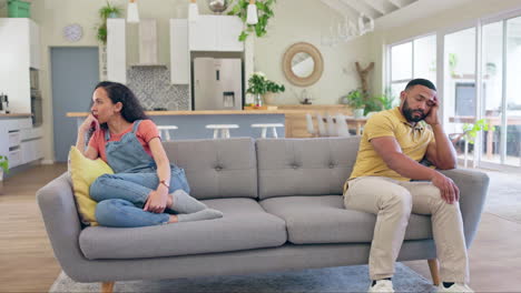 Couple,-separation-and-fight-on-sofa-in-conflict