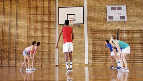 group of high school kids playing basketball