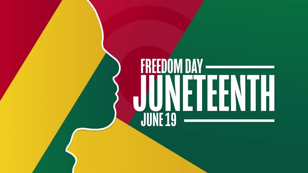 juneteenth. día de la libertad. junio 19. animación de vacaciones planas. diseño gráfico de movimiento. imágenes de bucle 4k, hd.