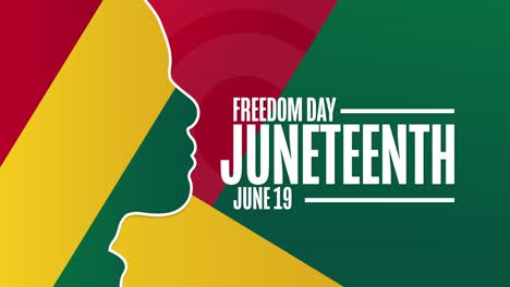 juneteenth. freedom day. june 19. flat holiday animation. motion graphic design. 4k, hd loop footage.