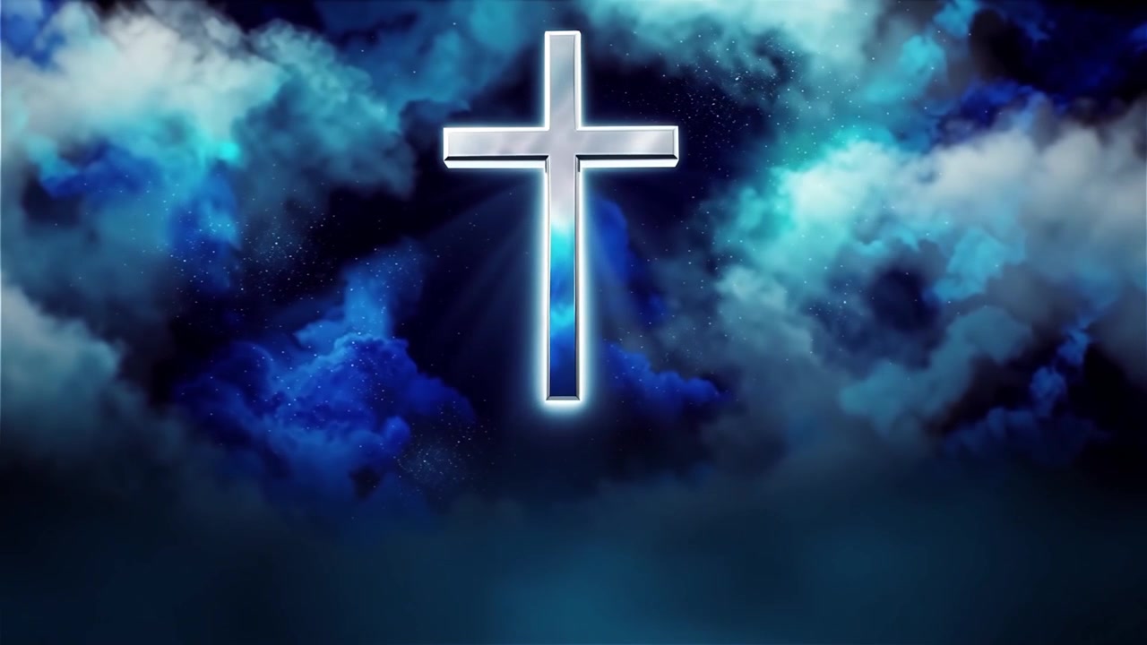 Croce Cristiana Luce Celestiale Sfondo per il Culto.