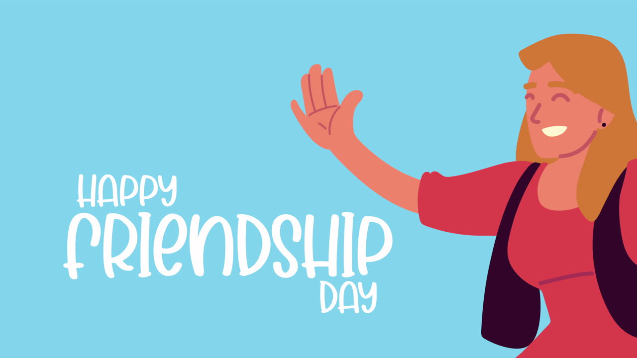 우정의 날을 축하하는 여성 캐릭터