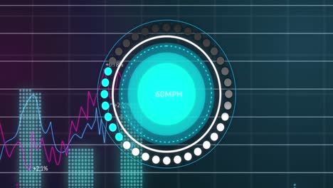 Animación-De-Gráficos,-Círculos-Y-Datos-Sobre-Fondo-Marino