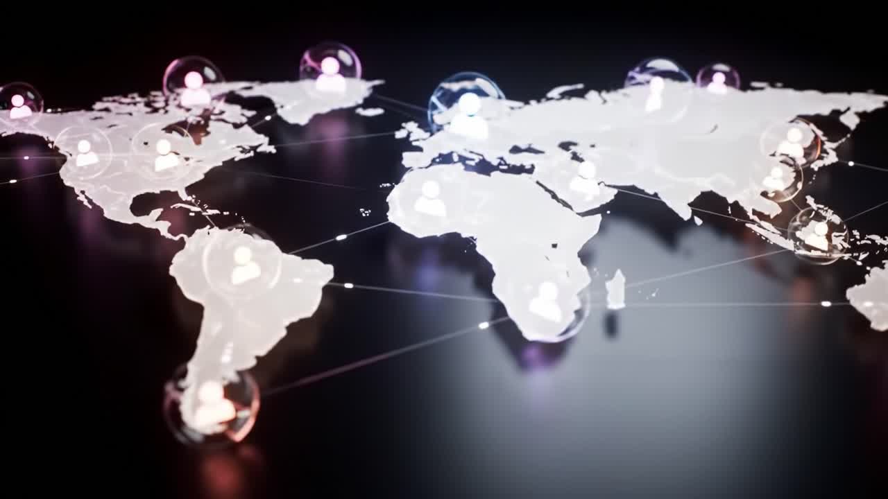 Global Connectivity: A Visual Representation of Worldwide Communication Networks and Digital Interactions Across Continents