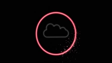 animation of neon circle with cloud over black background