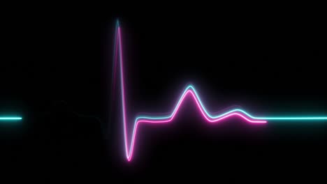 neon heartbeat on black isolated background. 4k seamless loop animation. background heartbeat line neon light heart rate display screen medical research