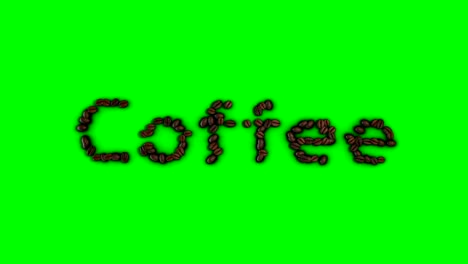 stop motion coffee beans letters transformed into cup shape. 3d render.