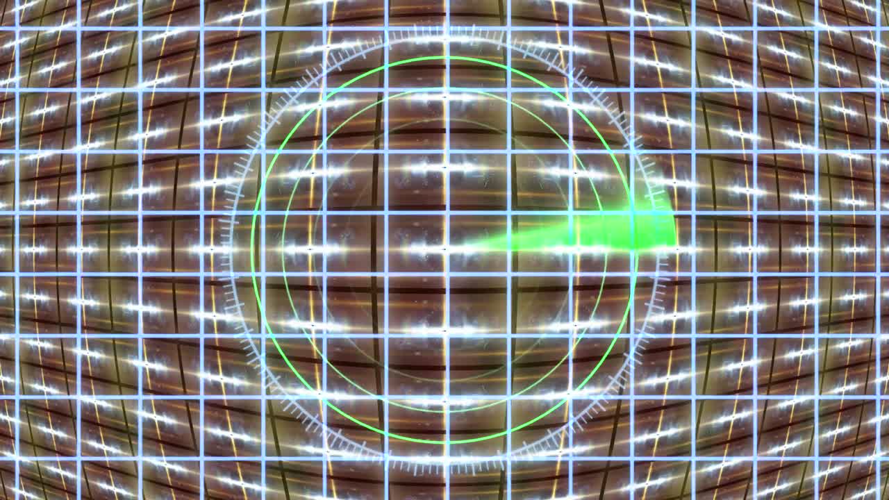 레이더 그리드와 움직이는 배경이있는 hud 패널. 모션 그래픽