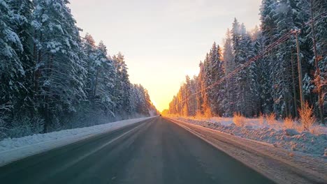 Snow-covered-asphalt-roads