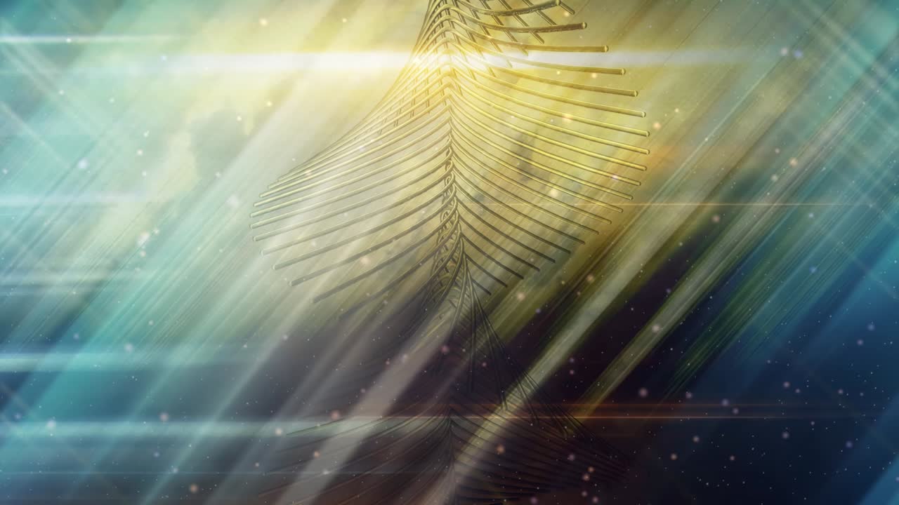 escalera en espiral al cielo en cielo nublado con rayos de luz - 4k animación de fondo de movimiento de bucle sin costuras