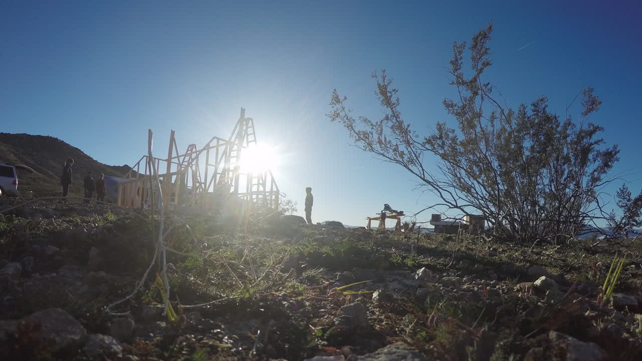 Timelapse of A-Frame Cabin being Built in Joshua Tree Desert