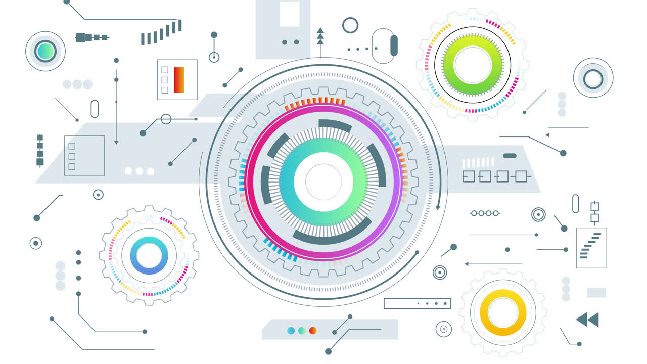 Abstract Digital Technology Background with Gears and Circuitry