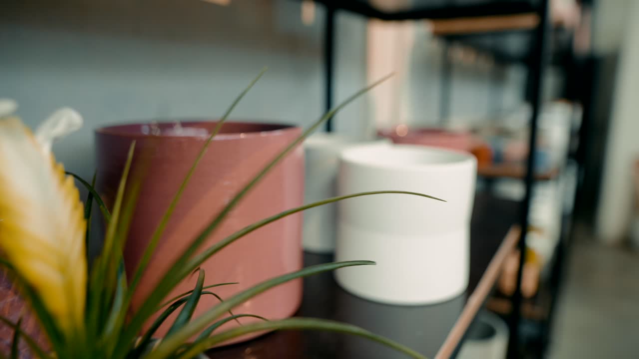 Pottery and ceramic vases on a shelf