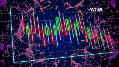 animation of financial data processing and connections over dark background