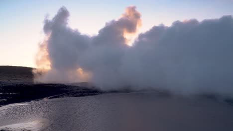 amazing view of gunnuhver geothermal landscape in iceland - aerial shot