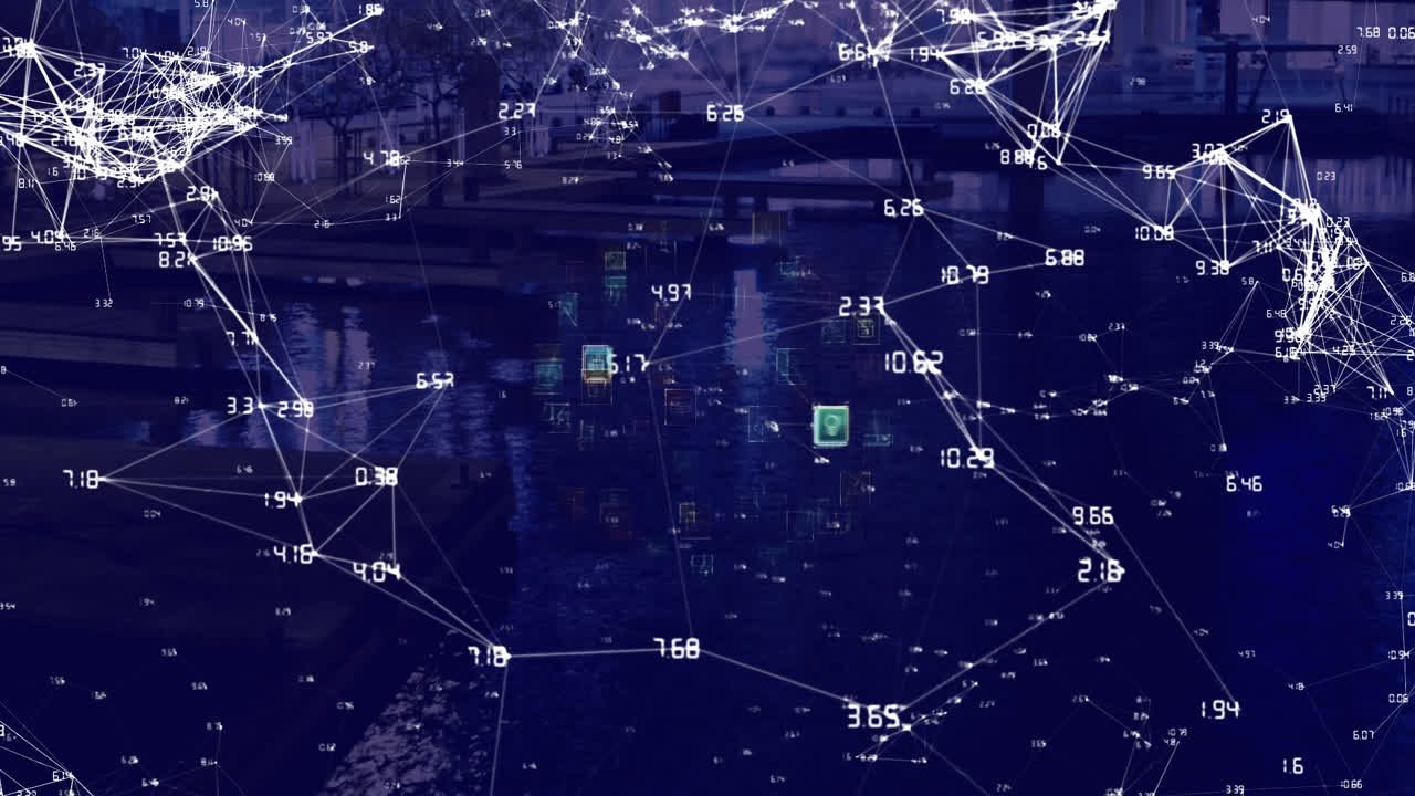 Digital composite of data connections and computer icons